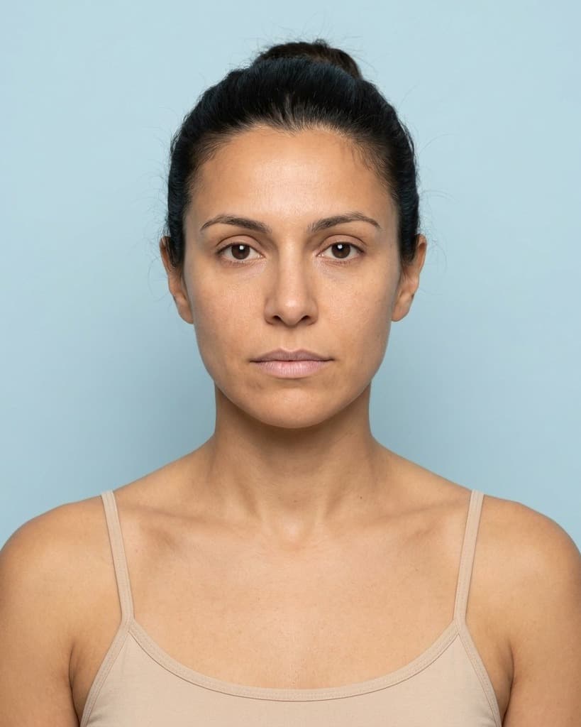 Portrait demonstrating a subtle lip filler preview generated by Eva AI, source portrait
